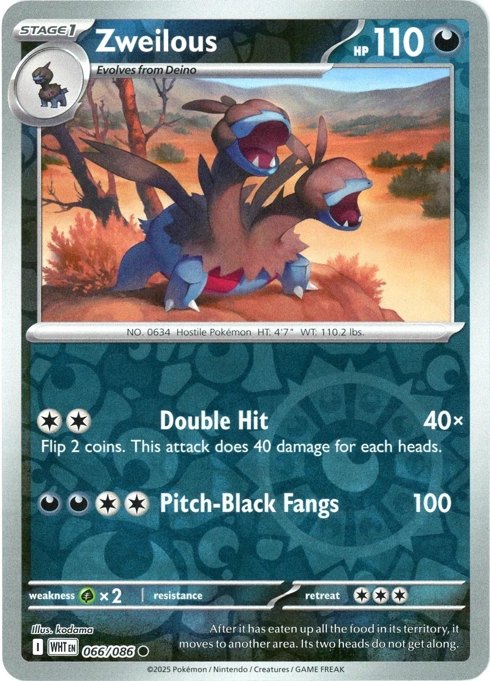 White Flare Zweilous [Reverse] Pokémon card